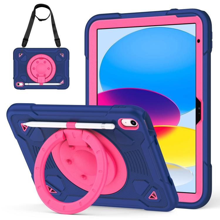 For iPad 2025 / 2022 Space Planet Ring Holder Silicone Hydric PC Tablet Case with Shoulder Strap
