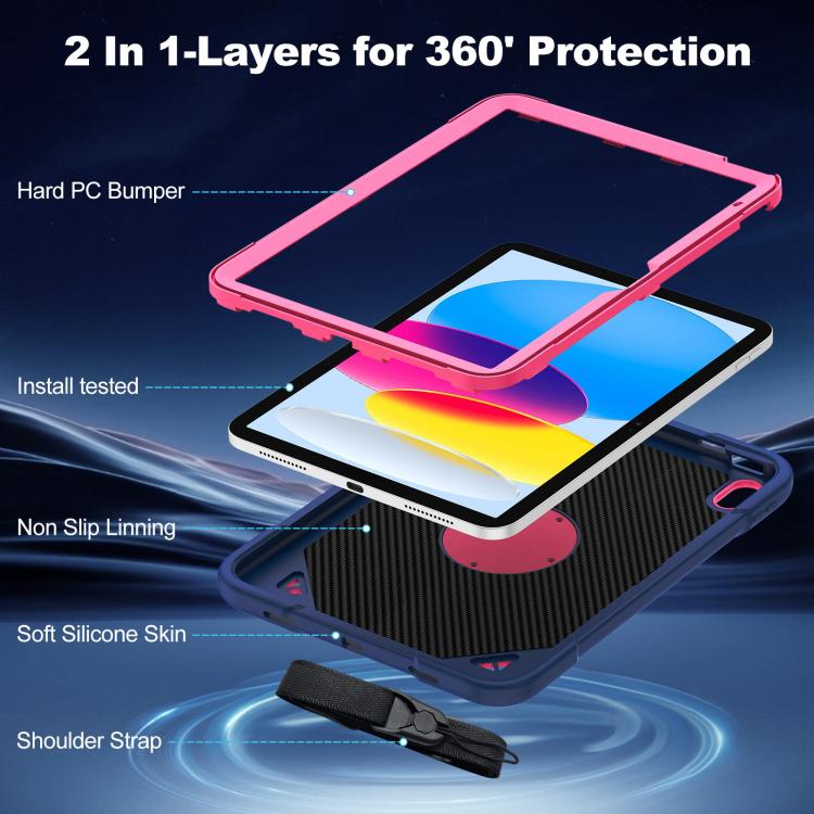 For iPad 2025 / 2022 Space Planet Ring Holder Silicone Hydric PC Tablet Case with Shoulder Strap