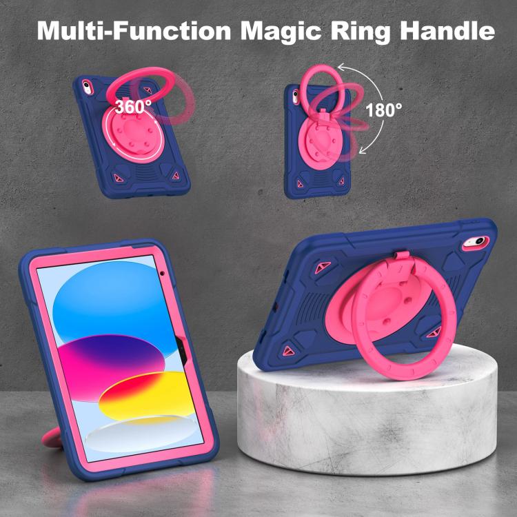 For iPad 2025 / 2022 Space Planet Ring Holder Silicone Hydric PC Tablet Case with Shoulder Strap