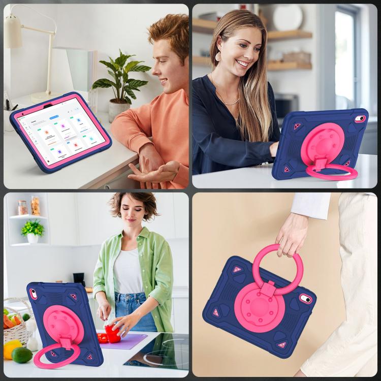 For iPad 2025 / 2022 Space Planet Ring Holder Silicone Hydric PC Tablet Case with Shoulder Strap