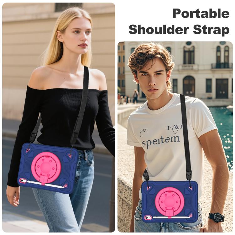 For iPad 2025 / 2022 Space Planet Ring Holder Silicone Hydric PC Tablet Case with Shoulder Strap