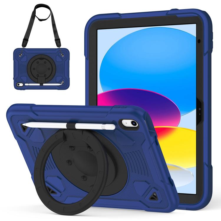 For iPad 2025 / 2022 Space Planet Ring Holder Silicone Hydric PC Tablet Case with Shoulder Strap
