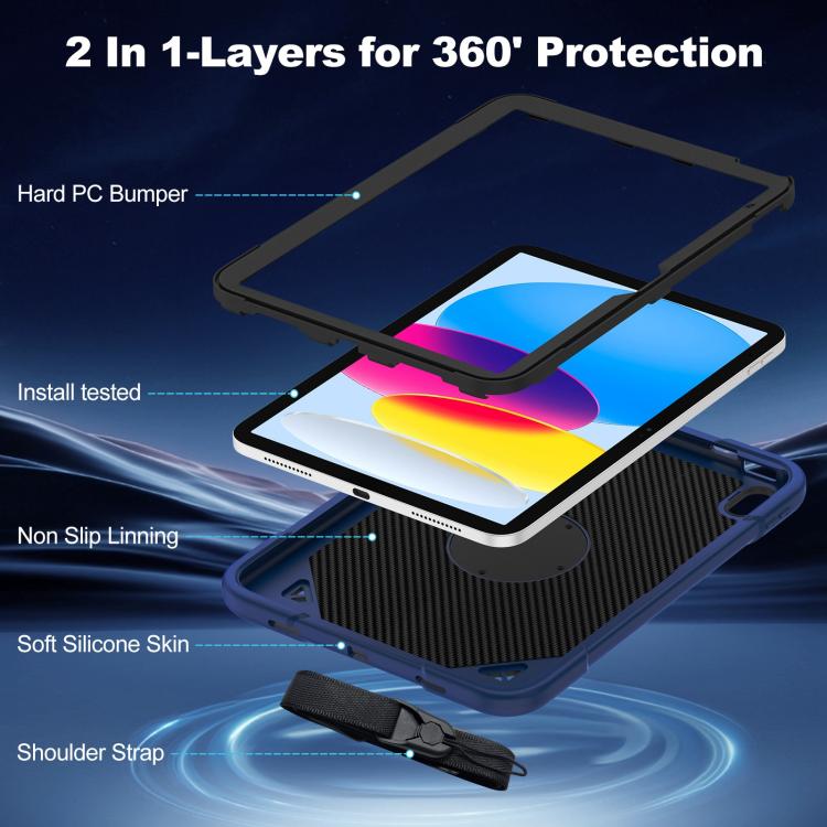 For iPad 2025 / 2022 Space Planet Ring Holder Silicone Hydric PC Tablet Case with Shoulder Strap