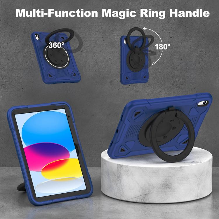 For iPad 2025 / 2022 Space Planet Ring Holder Silicone Hydric PC Tablet Case with Shoulder Strap