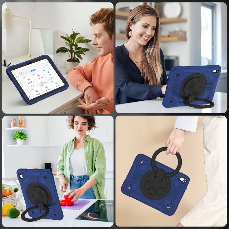 For iPad 2025 / 2022 Space Planet Ring Holder Silicone Hydric PC Tablet Case with Shoulder Strap
