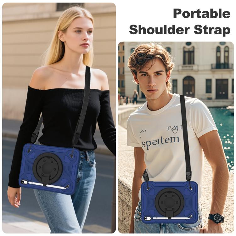 For iPad 2025 / 2022 Space Planet Ring Holder Silicone Hydric PC Tablet Case with Shoulder Strap