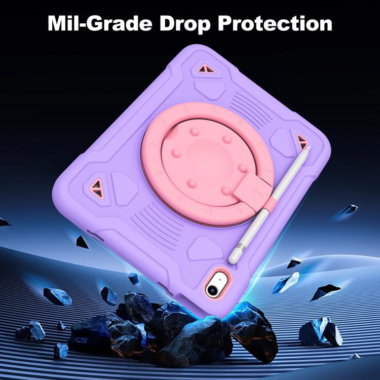 For iPad 2025 / 2022 Space Planet Ring Holder Silicone Hydric PC Tablet Case with Shoulder Strap