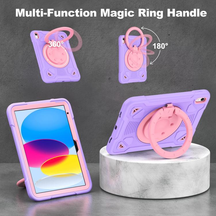 For iPad 2025 / 2022 Space Planet Ring Holder Silicone Hydric PC Tablet Case with Shoulder Strap