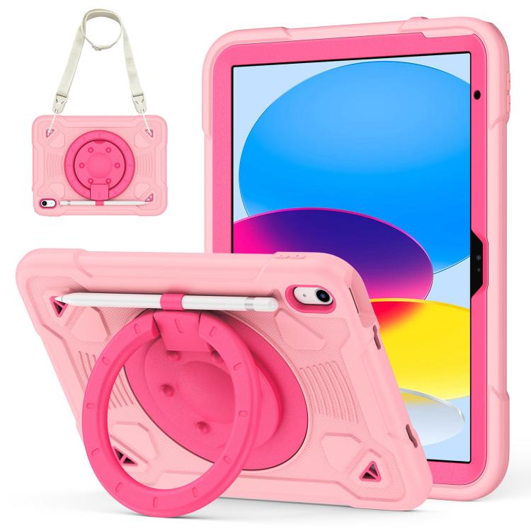 For iPad 2025 / 2022 Space Planet Ring Holder Silicone Hydric PC Tablet Case with Shoulder Strap