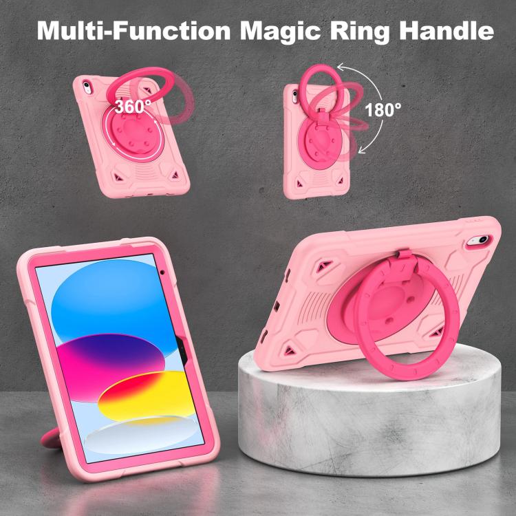 For iPad 2025 / 2022 Space Planet Ring Holder Silicone Hydric PC Tablet Case with Shoulder Strap