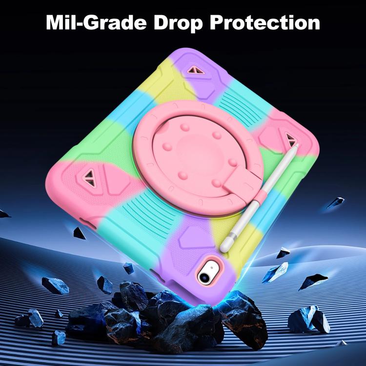 For iPad 2025 / 2022 Space Planet Ring Holder Silicone Hydric PC Tablet Case with Shoulder Strap