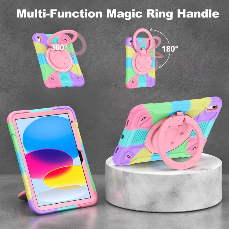 For iPad 2025 / 2022 Space Planet Ring Holder Silicone Hydric PC Tablet Case with Shoulder Strap