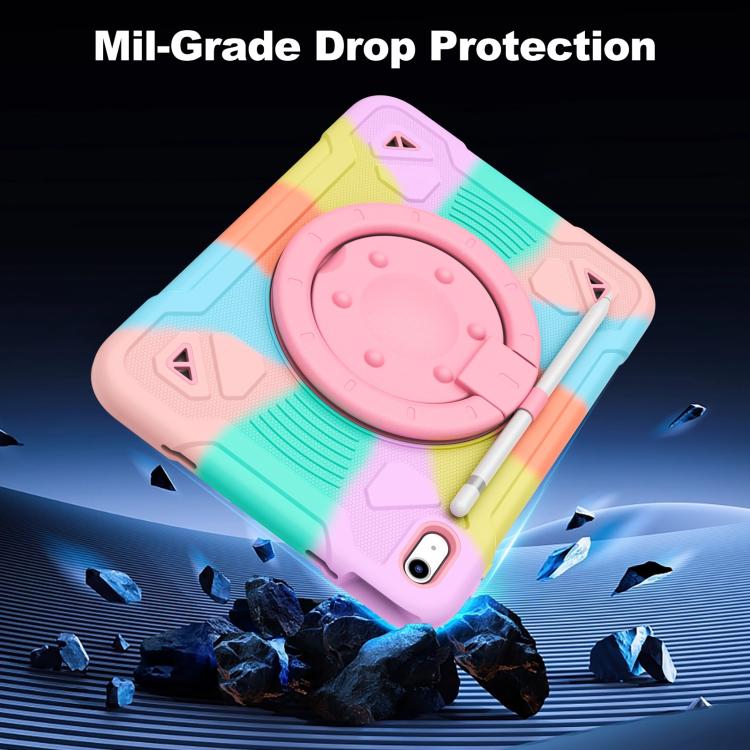 For iPad 2025 / 2022 Space Planet Ring Holder Silicone Hydric PC Tablet Case with Shoulder Strap