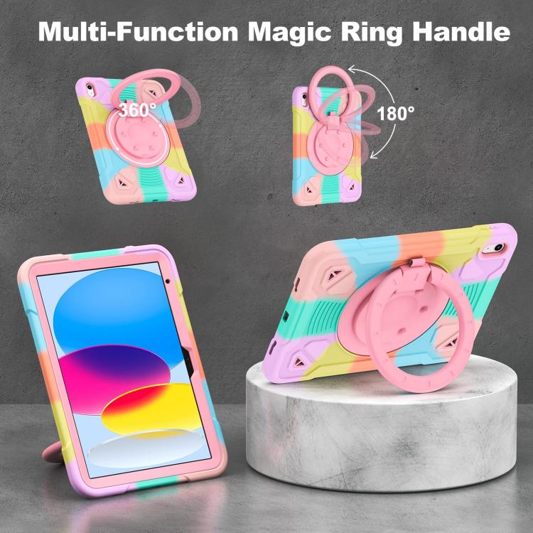 For iPad 2025 / 2022 Space Planet Ring Holder Silicone Hydric PC Tablet Case with Shoulder Strap