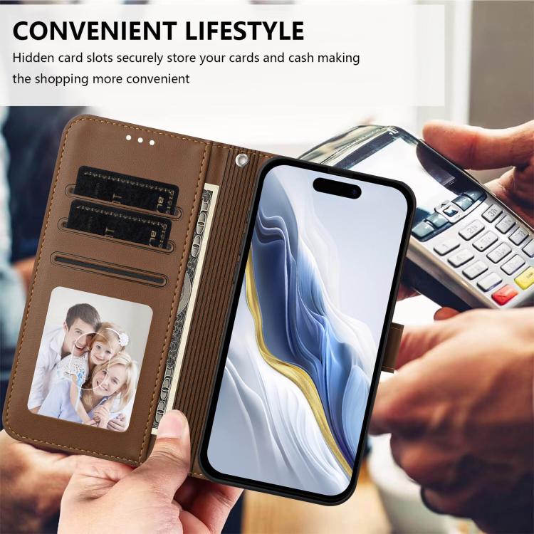 For iPhone 17 Embossed Heart Cat Leather Phone Case with Hand Strap