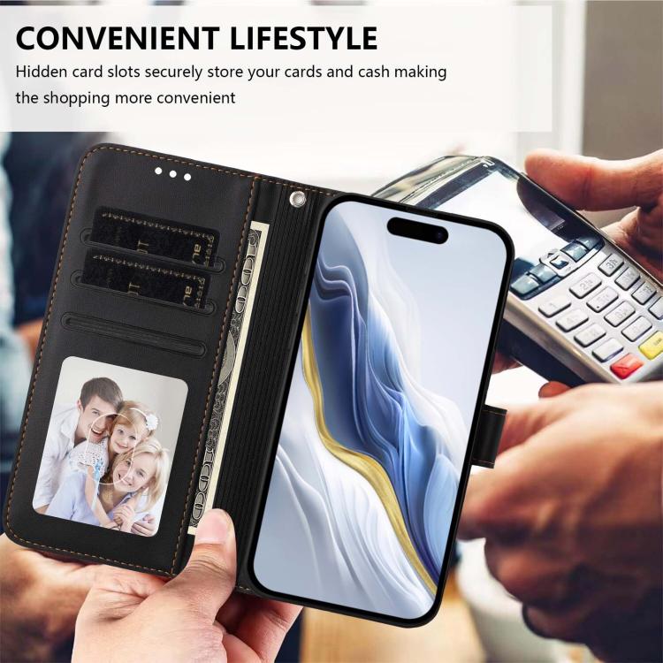 For iPhone 14 Pro Embossed Heart Cat Leather Phone Case with Hand Strap