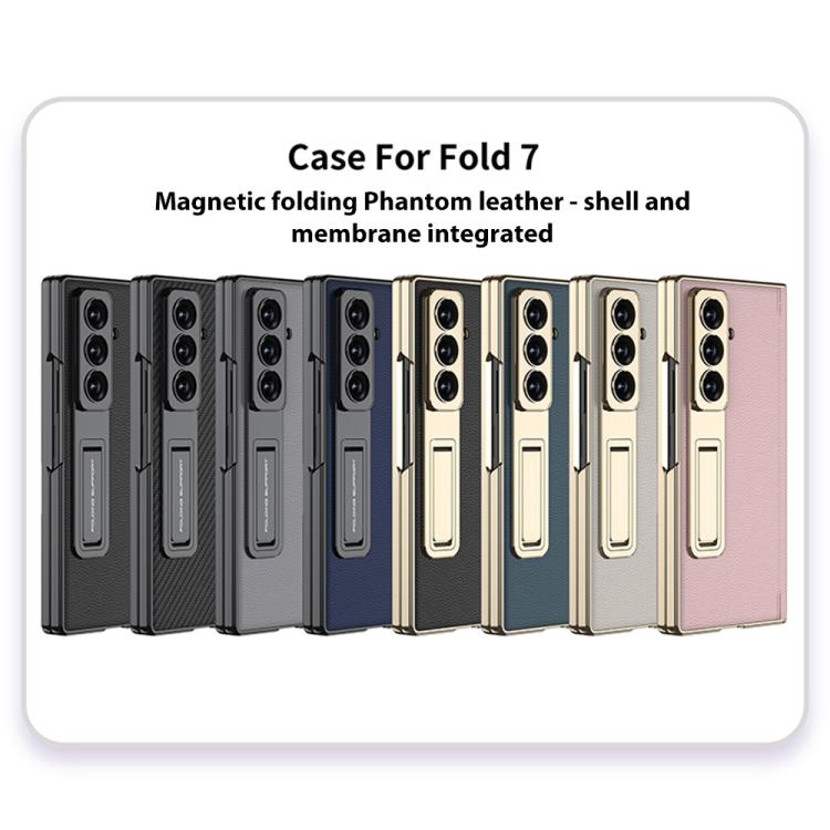 For Samsung Galaxy Z Fold7 5G GKK Integrated Magnetic Phantom Leather Hinge Phone Case with Holder