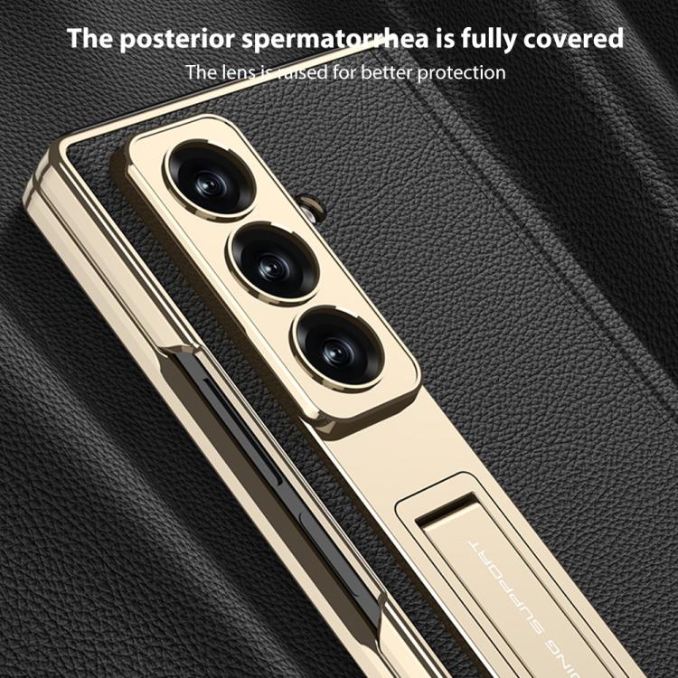 For Samsung Galaxy Z Fold7 5G GKK Integrated Magnetic Phantom Leather Hinge Phone Case with Holder