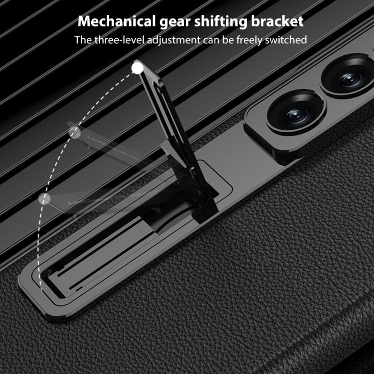 For Samsung Galaxy Z Fold7 5G GKK Integrated Magnetic Phantom Leather Hinge Phone Case with Holder