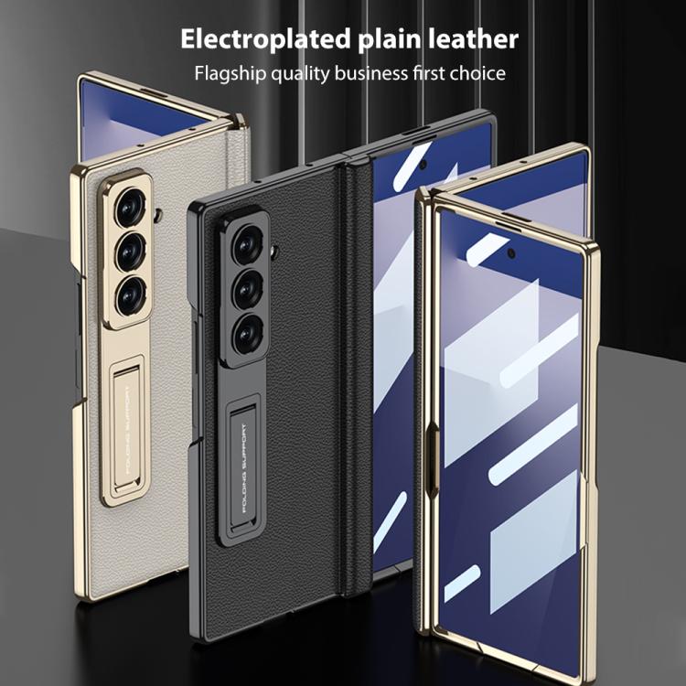 For Samsung Galaxy Z Fold7 5G GKK Integrated Magnetic Phantom Leather Hinge Phone Case with Holder