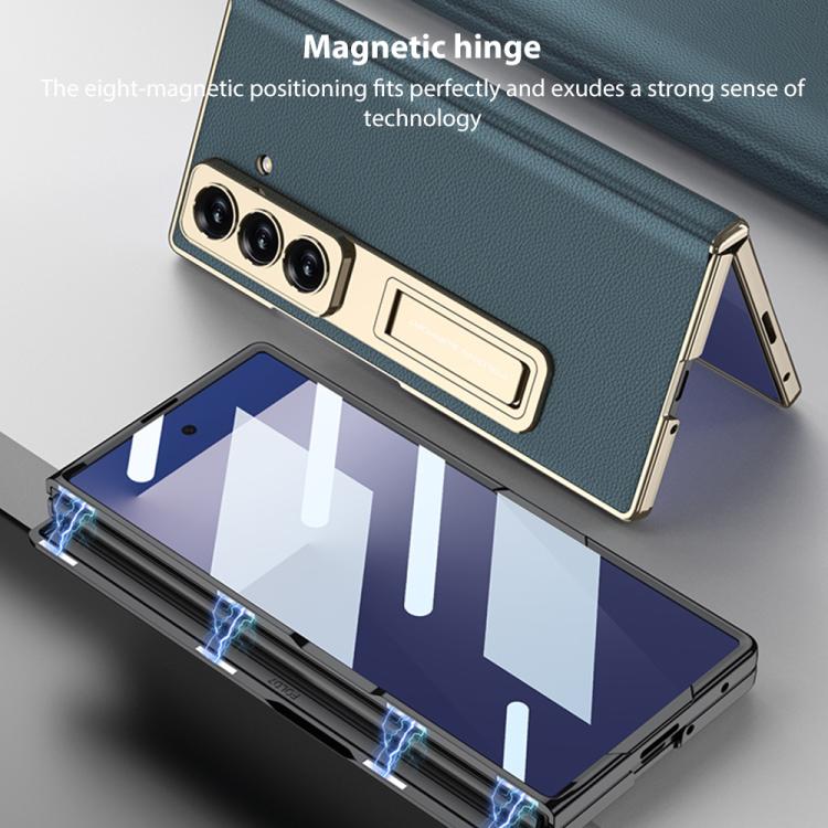 For Samsung Galaxy Z Fold7 5G GKK Integrated Magnetic Phantom Leather Hinge Phone Case with Holder