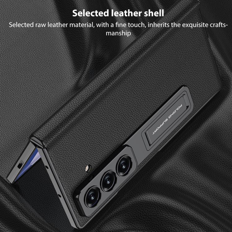 For Samsung Galaxy Z Fold7 5G GKK Integrated Magnetic Phantom Leather Hinge Phone Case with Holder