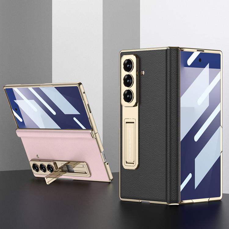 For Samsung Galaxy Z Fold7 5G GKK Integrated Magnetic Phantom Leather Hinge Phone Case with Holder
