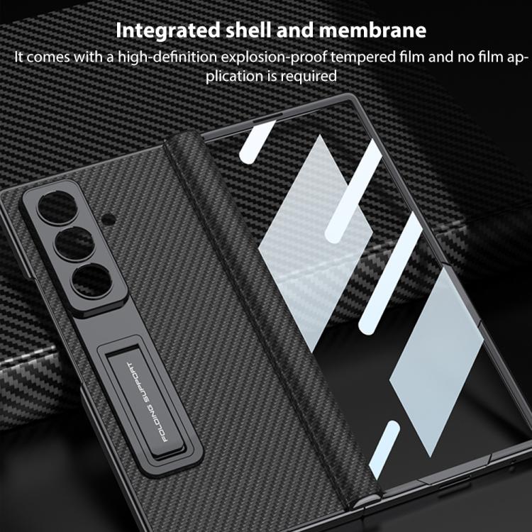 For Samsung Galaxy Z Fold7 5G GKK Integrated Magnetic Phantom Leather Hinge Phone Case with Holder