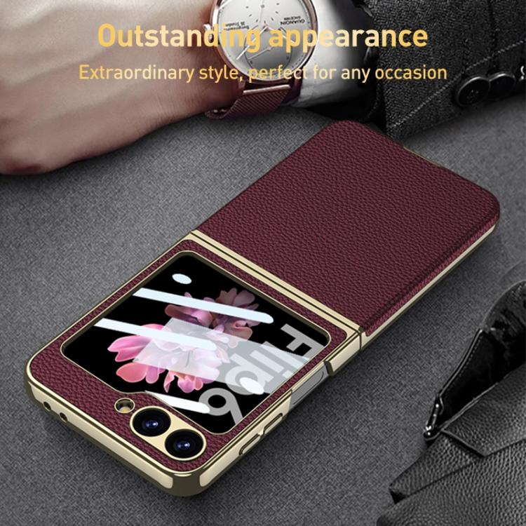 For Samsung Galaxy Z Flip6/7 FE GKK Integrated Plating Leather Phone Case