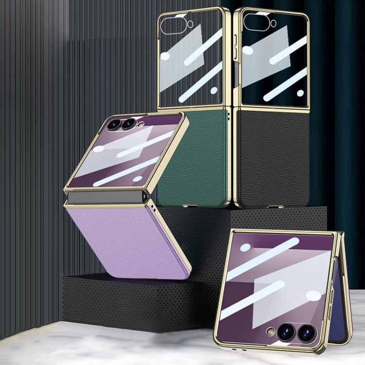 For Samsung Galaxy Z Flip7 5G GKK Integrated Plating Leather Phone Case