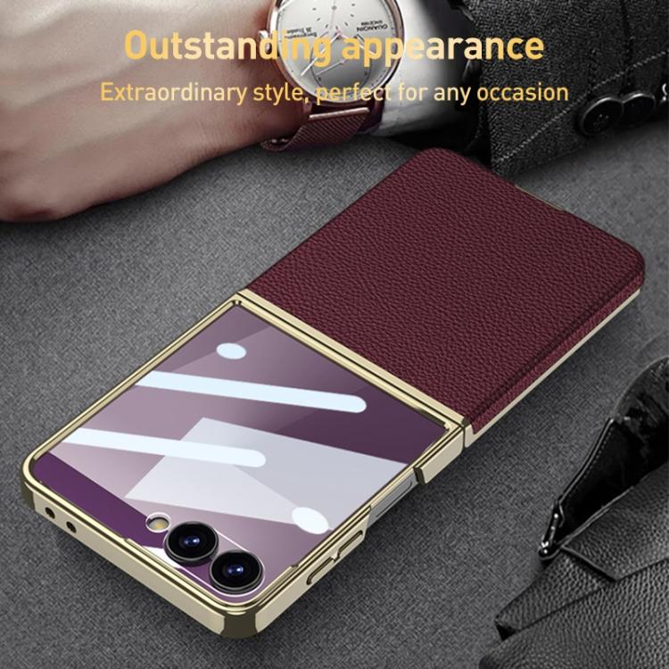 For Samsung Galaxy Z Flip7 5G GKK Integrated Plating Leather Phone Case