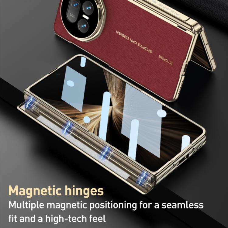 For Honor Magic V5 GKK Integrated Magnetic Fold Hinge Leather Magsafe Shockproof Phone Case