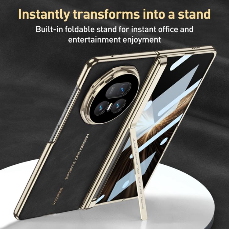 For Honor Magic V5 GKK Integrated Magnetic Fold Hinge Matte Leather Magsafe Shockproof Phone Case
