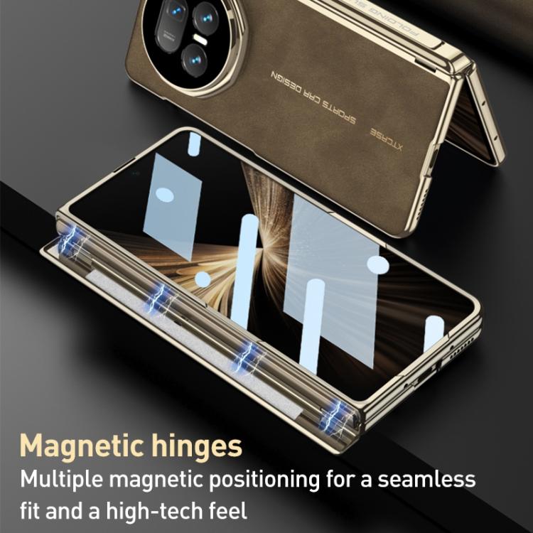 For Honor Magic V5 GKK Integrated Magnetic Fold Hinge Matte Leather Magsafe Shockproof Phone Case