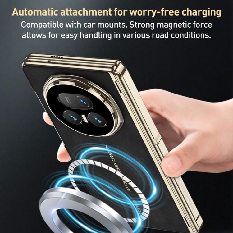 For Honor Magic V5 GKK Integrated Magnetic Fold Hinge Matte Leather Magsafe Shockproof Phone Case