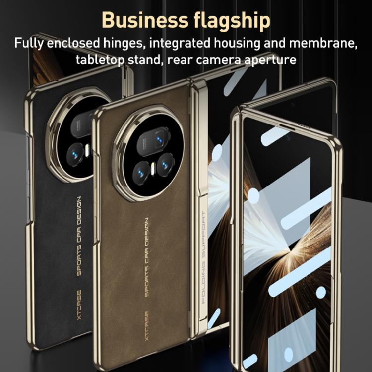 For Honor Magic V5 GKK Integrated Magnetic Fold Hinge Matte Leather Magsafe Shockproof Phone Case
