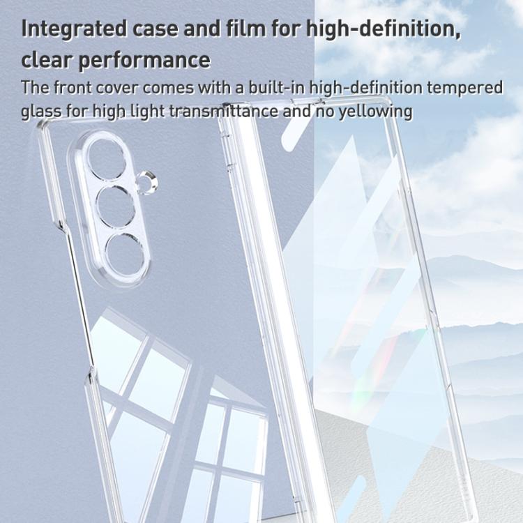 For Samsung Galaxy Z Fold7 5G GKK Integrated PC Magnetic Folding Hinge Phone Case with Rotating Holder - Transparent