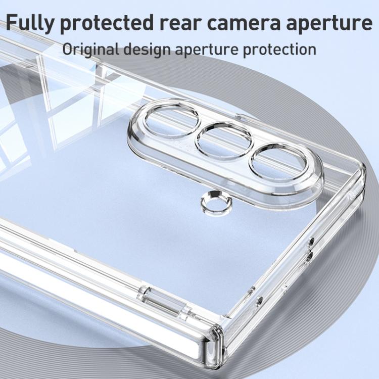 For Samsung Galaxy Z Fold7 5G GKK Integrated PC Magnetic Folding Hinge Phone Case with Rotating Holder - Transparent