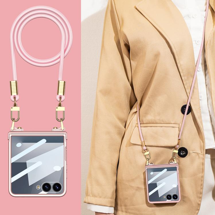 For Samsung Galaxy Z Flip7 5G GKK Integrated Ultra-thin Full Cover Hinge Crossbody Strap Phone Case