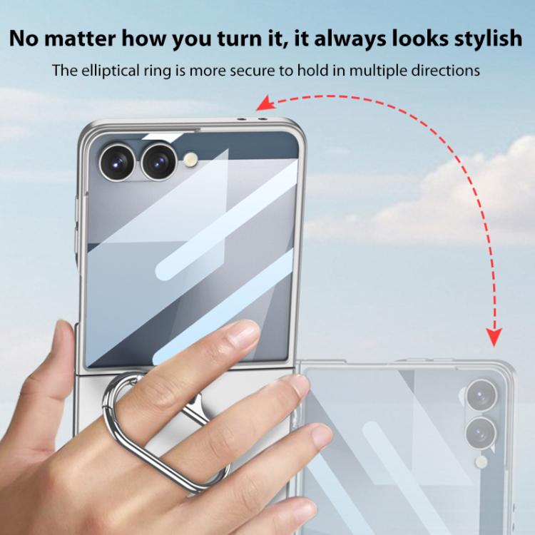 For Samsung Galaxy Z Flip7 5G GKK Integrated Ultra-thin Oval Ring Holder Full Cover Phone Case