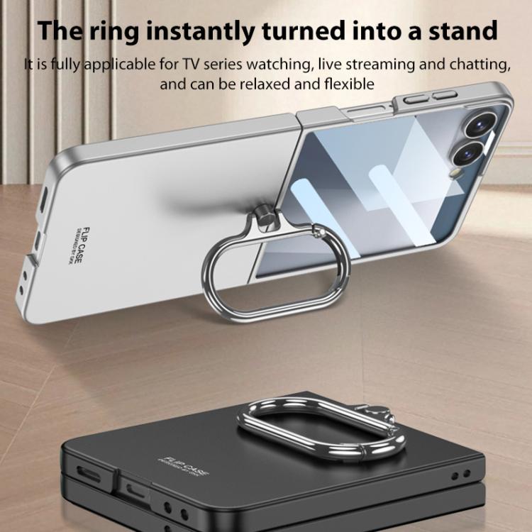 For Samsung Galaxy Z Flip7 5G GKK Integrated Ultra-thin Oval Ring Holder Full Cover Phone Case