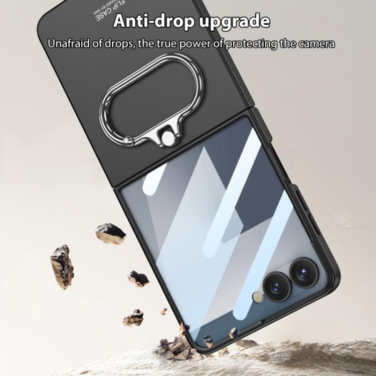 For Samsung Galaxy Z Flip7 5G GKK Integrated Ultra-thin Oval Ring Holder Full Cover Phone Case