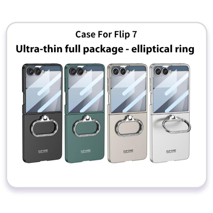 For Samsung Galaxy Z Flip7 5G GKK Integrated Ultra-thin Oval Ring Holder Full Cover Phone Case