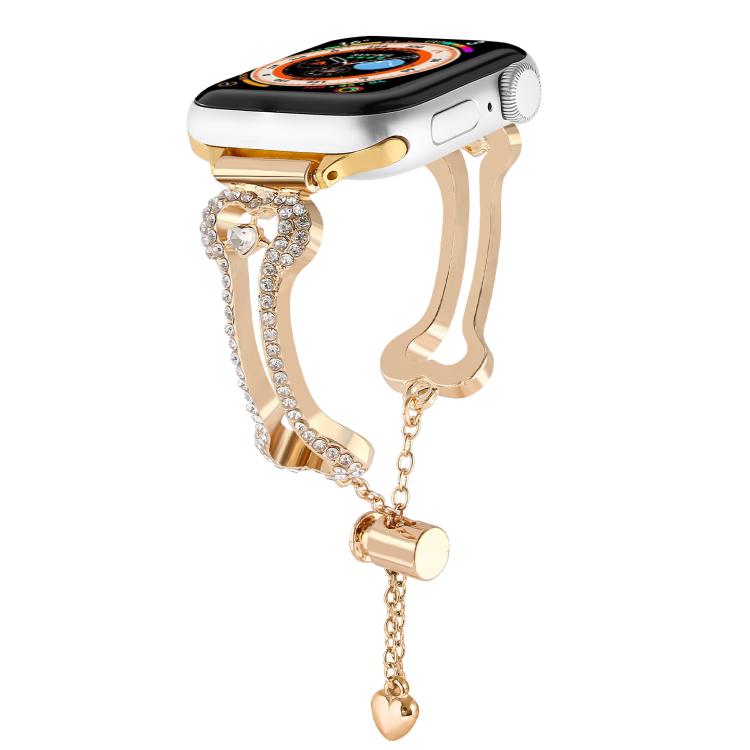 For Apple Watch 42mm / 41mm / 40mm / 38mm Bone Chain Shaped Diamond Metal Watch Band