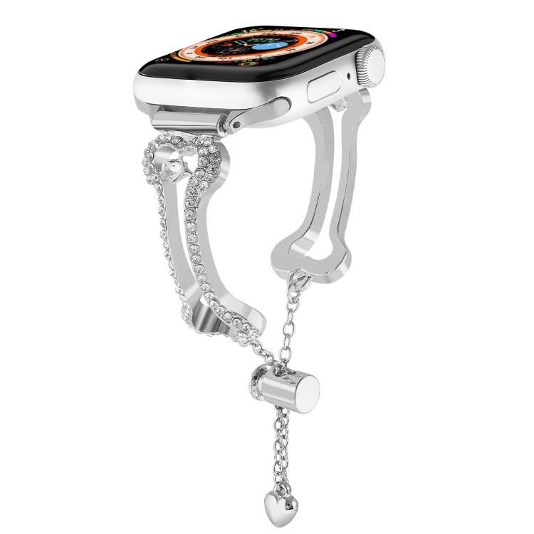 For Apple Watch 42mm / 41mm / 40mm / 38mm Bone Chain Shaped Diamond Metal Watch Band