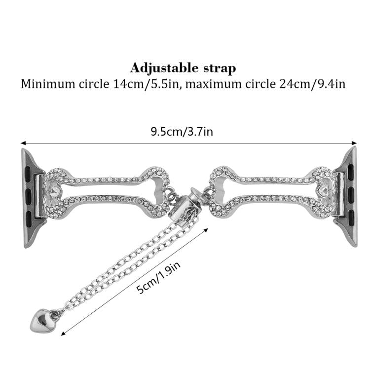 For Apple Watch 46mm / 49mm / 45mm / 44mm Bone Chain Shaped Diamond Metal Watch Band
