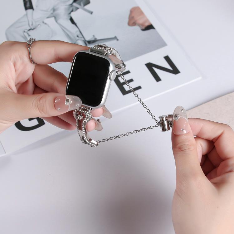 For Apple Watch 42mm / 41mm / 40mm / 38mm Bone Chain Shaped Diamond Metal Watch Band