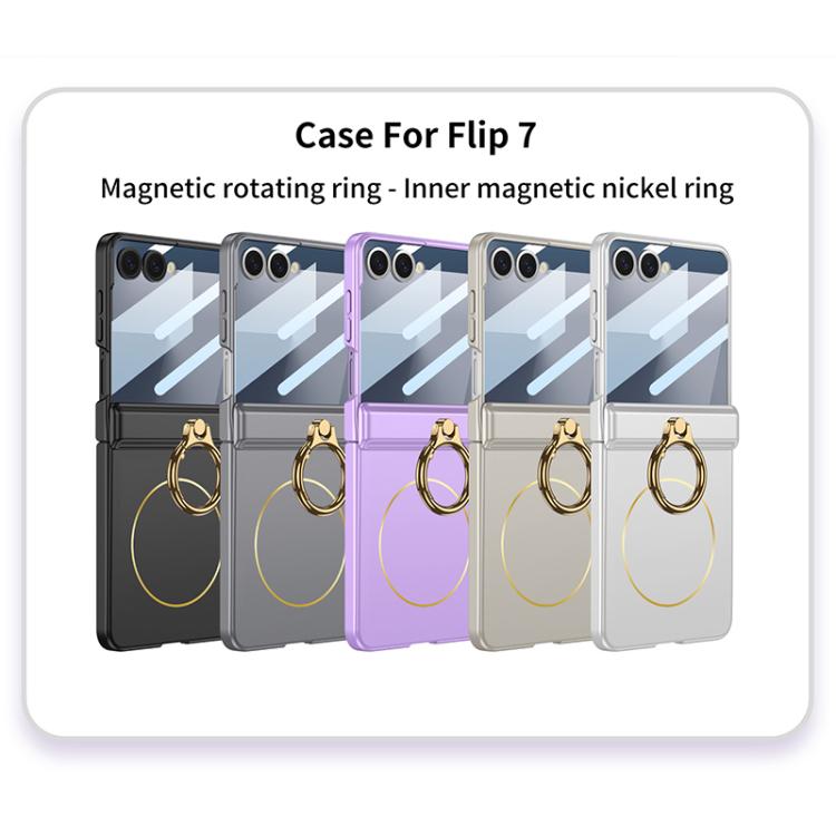 For Samsung Galaxy Z Flip7 5G GKK MagSafe Magnetic Hinged Flip Case with Ring Holder