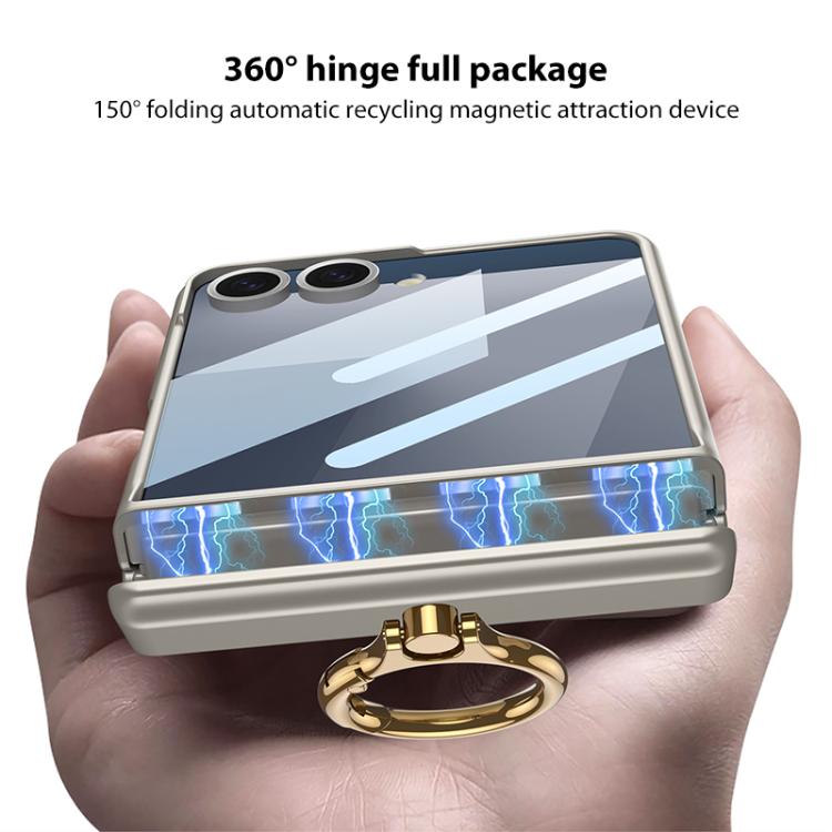 For Samsung Galaxy Z Flip7 5G GKK MagSafe Magnetic Hinged Flip Case with Ring Holder