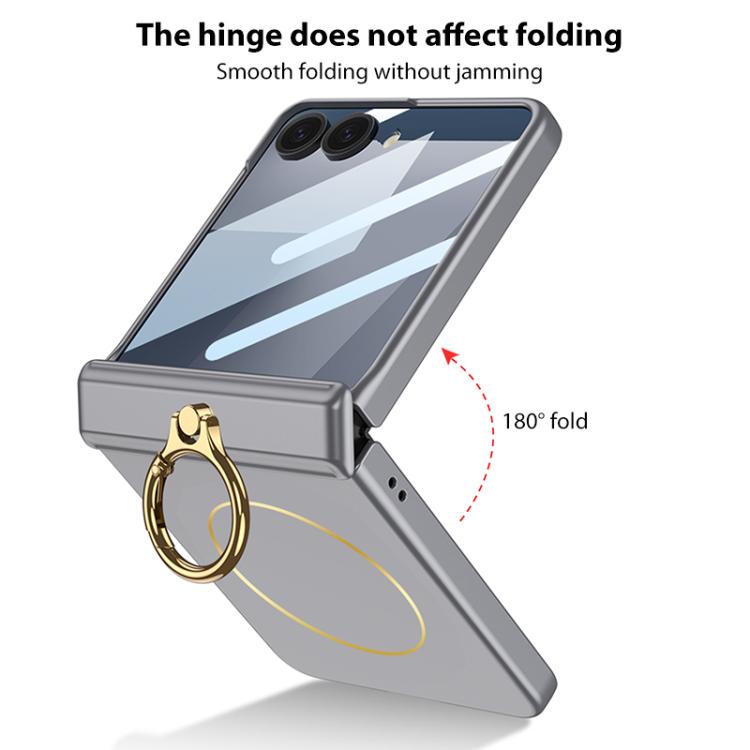 For Samsung Galaxy Z Flip7 5G GKK MagSafe Magnetic Hinged Flip Case with Ring Holder
